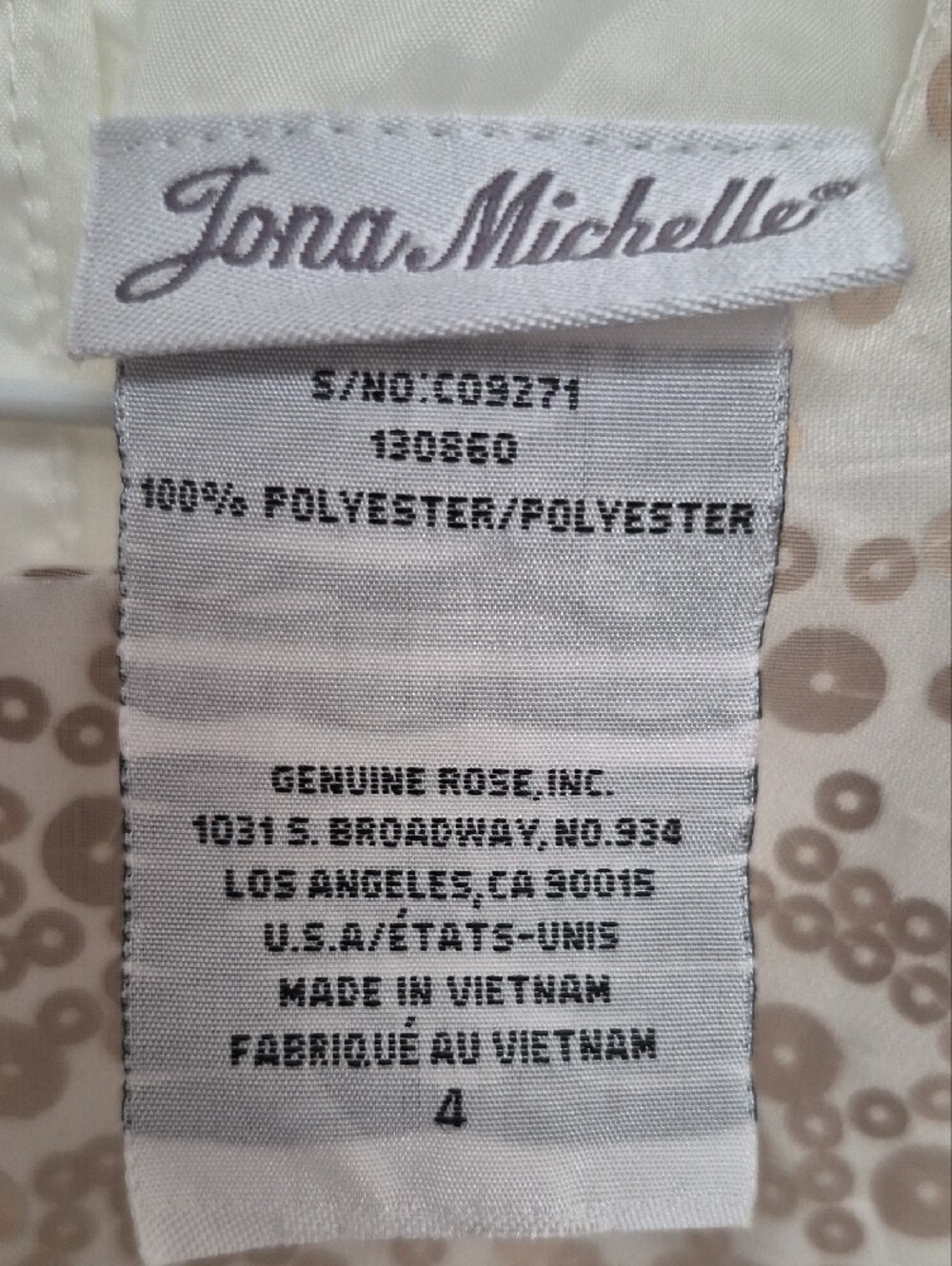 Jona Michelle Ivory Dress with Champagne Sequin Bodice and Sash - Picture 3 of 8